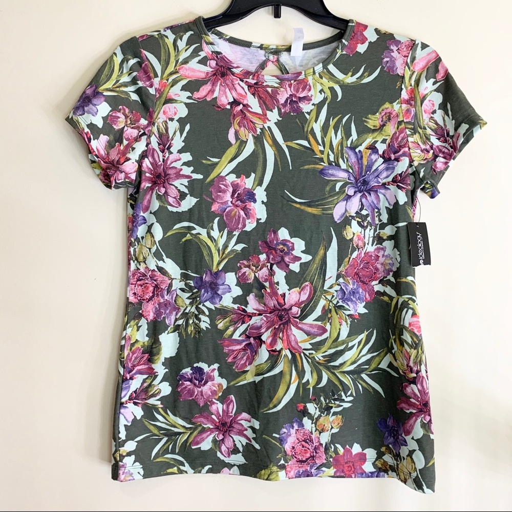 Ideology Floral print Keyhole Back Top Shirt M - Picture 2 of 8